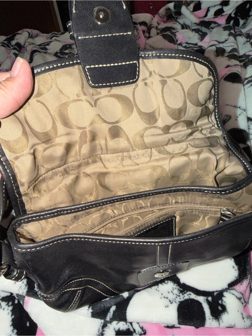 Coach Soho Black Leather Buckle Flap Shoulder Bag Y2K Vintage - Picture 2 of 3